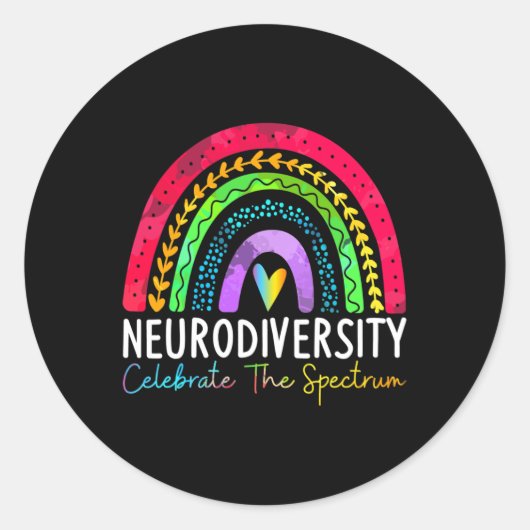 Autisme in de neurodiversiteit Asd adhd Rainbow Bo Ronde Sticker (Voorkant)