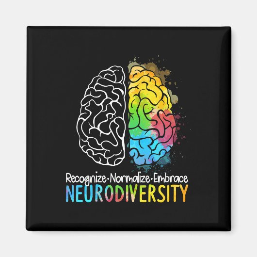 Autisme in neurodiversiteit Asd adhd Rainbow Br Magneet (Voorkant)
