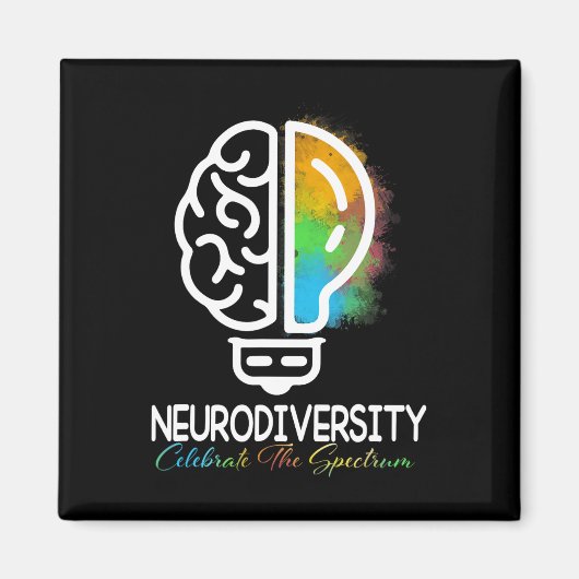 Autisme in neurodiversiteit Asd adhd Rainbow Br Magneet (Voorkant)