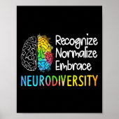 Autisme in neurodiversiteit Asd adhd Rainbow Br Poster (Voorkant)