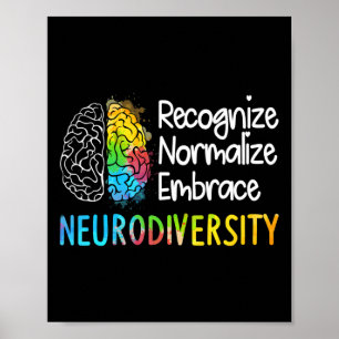 Autisme in neurodiversiteit Asd adhd Rainbow Br Poster