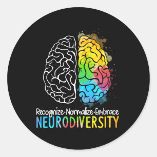 Autisme in neurodiversiteit Asd adhd Rainbow Br Ronde Sticker