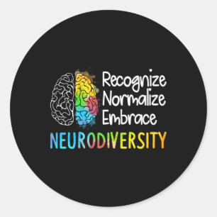 Autisme in neurodiversiteit Asd adhd Rainbow Br Ronde Sticker