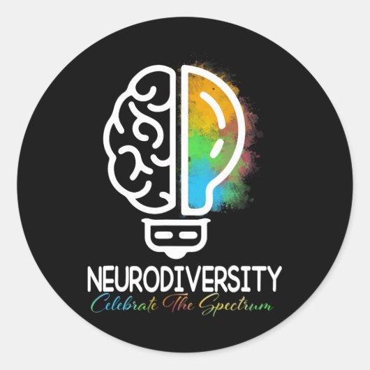 Autisme in neurodiversiteit Asd adhd Rainbow Br Ronde Sticker (Voorkant)