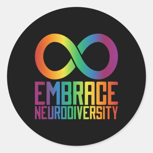 Autisme Infinity Symbol Embrace Neurodiversity Ronde Sticker (Voorkant)