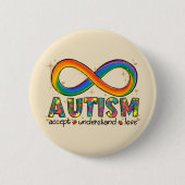 Autisme Infinity Symbool Accepteren, Begrijpen, Li Ronde Button 5,7 Cm (Voorkant)