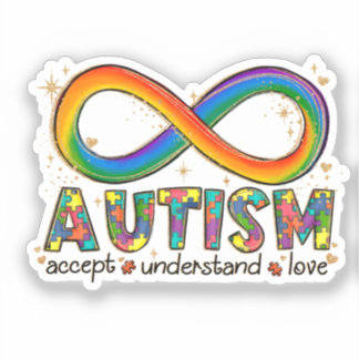 Autisme Infinity Symbool Accepteren, Begrijpen, Li Sticker