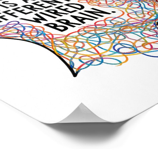 Autisme is een anders bedraad Brain Line Art Quote Poster (Hoek)