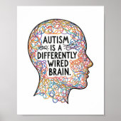 Autisme is een anders bedraad Brain Line Art Quote Poster (Voorkant)