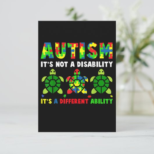 Autisme is geen bewustwording van gehandicapte aut RSVP kaartje (Staand voorkant)