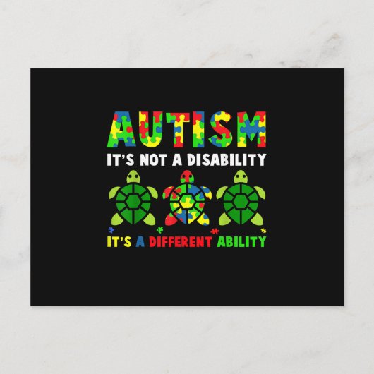 Autisme is geen bewustwording van gehandicapte aut uitnodiging briefkaart (Voorkant)