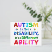 AUTISME is geen handicap Briefkaart (Staand voorkant)