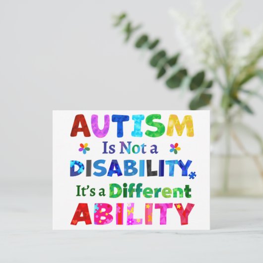 AUTISME is geen handicap Briefkaart (Staand voorkant)