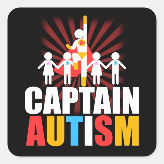 Autisme is mijn superheld-bewustzijn vierkante sticker (Voorkant)