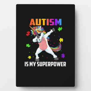 Autisme is mijn superkracht Dabbing Unicorn cadeau Fotoplaat