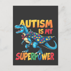 Autisme is mijn superkracht Dinosaur Autisme Accep Uitnodiging Briefkaart