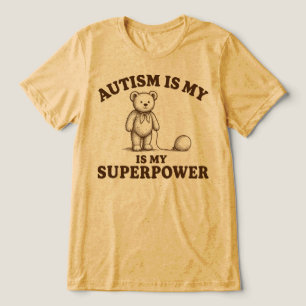 Autisme is mijn superkracht Grappige teddybeer Tri-Blend Shirt