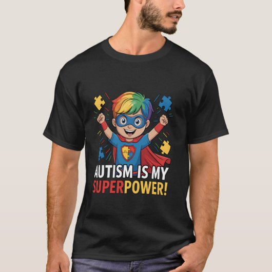 Autisme Is Mijn Superkracht Held Ontwerp T-shirt (Voorkant)