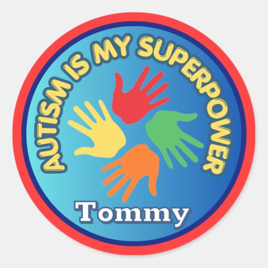 Autisme is mijn superkracht Persoonlijk Ronde Sticker (Voorkant)