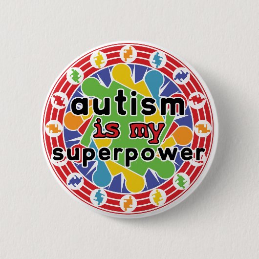 Autisme is mijn superkracht ronde button 5,7 cm (Voorkant)