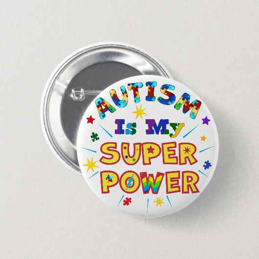 Autisme is mijn superkracht ronde button 5,7 cm (Voorkant /achterkant)