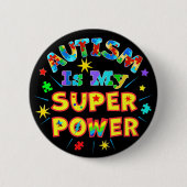 Autisme is mijn superkracht ronde button 5,7 cm (Voorkant)