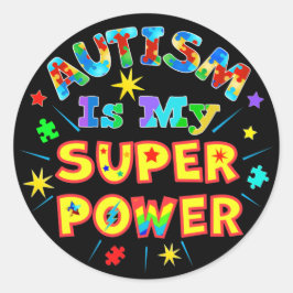 Autisme is mijn superkracht ronde sticker