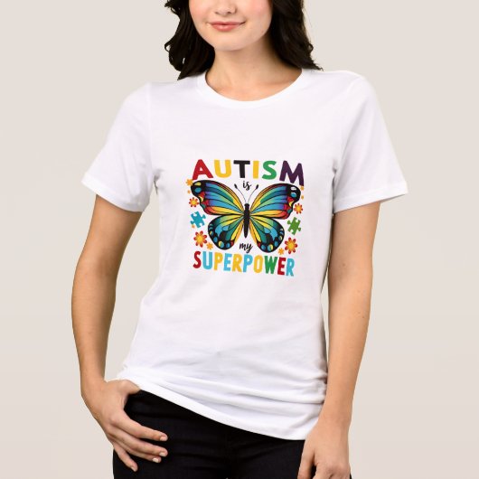 Autisme is mijn superkracht Tri-Blend shirt (Voorkant)