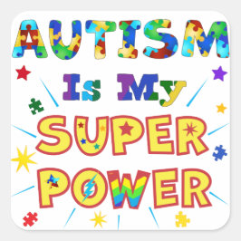 Autisme is mijn superkracht vierkante sticker
