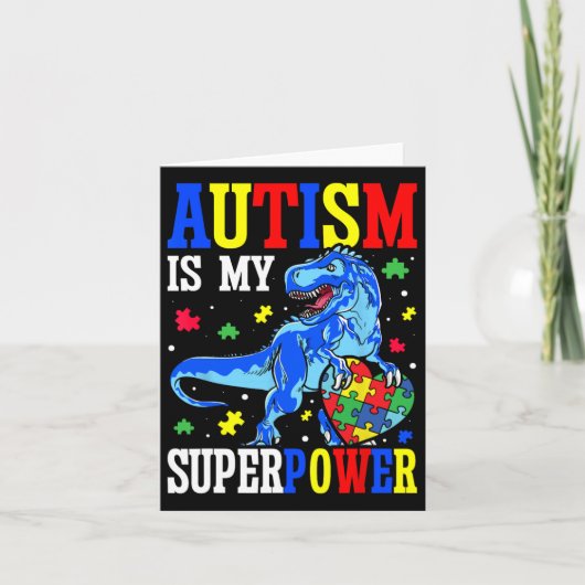 Autisme is mijn Superpower Autism Awareness Dinosa Kaart (Voorkant)