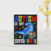Autisme is mijn Superpower Autism Awareness Dinosa Kaart (Gele Bloem)