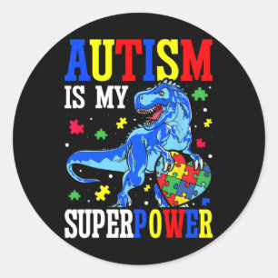 Autisme is mijn Superpower Autism Awareness Dinosa Ronde Sticker