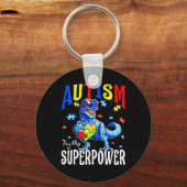 Autisme is mijn Superpower Autism Awareness Dinosa Sleutelhanger (Voorkant)