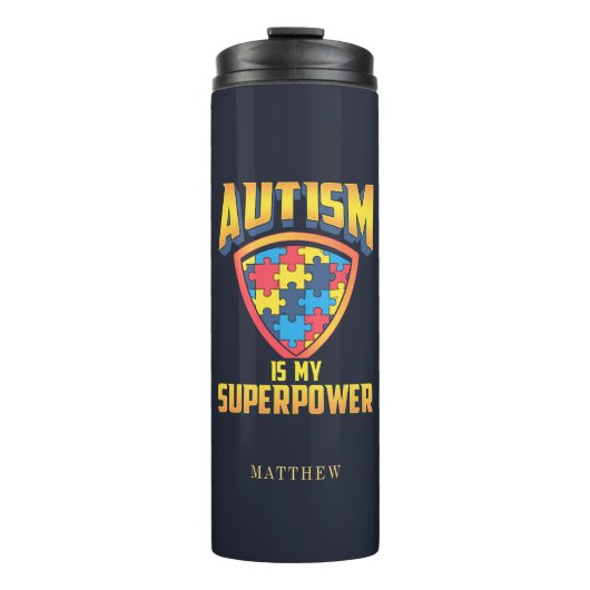 Autisme is mijn Superpower Autistic Support Awaren Thermosbeker (Voorkant)
