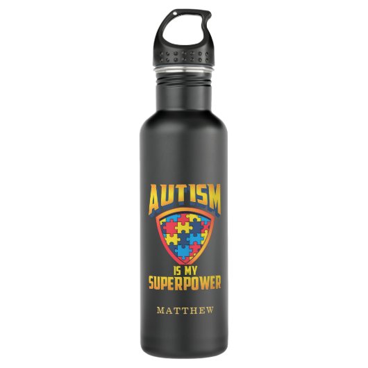 Autisme is mijn Superpower Autistic Support Awaren Waterfles (Voorkant)