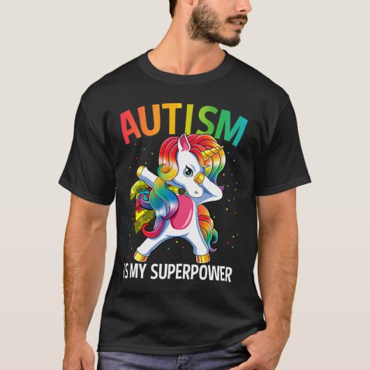 Autisme is mijn Superpower Dabbing Unicorn T-shirt (Voorkant)