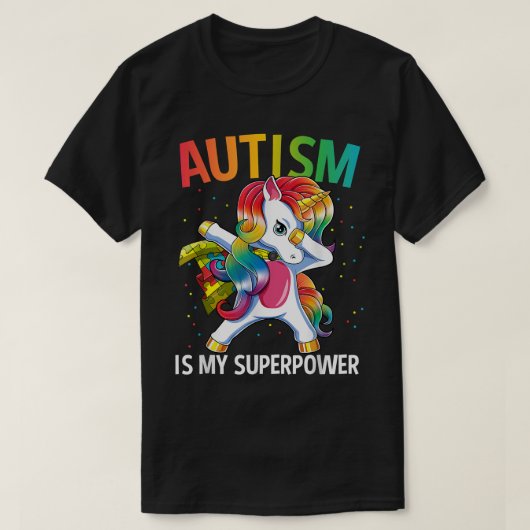 Autisme is mijn Superpower Dabbing Unicorn T-shirt (Design voorkant)