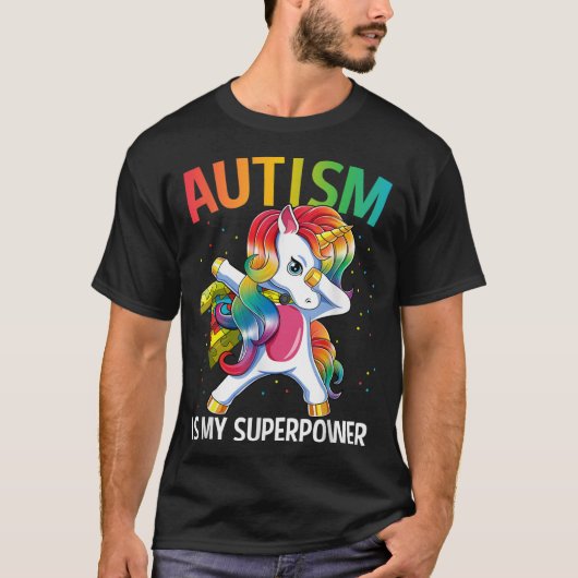 Autisme is mijn Superpower Dabbing Unicorn T-shirt (Voorkant)