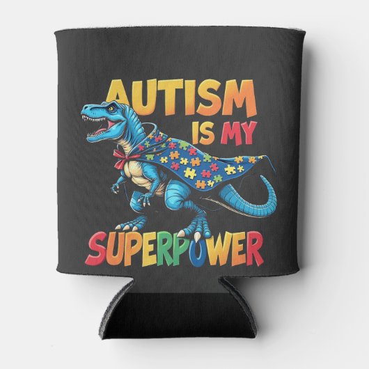 Autisme is mijn Superpower Dinosaur Autisme Awaren Blikjeskoeler (Voorkant)
