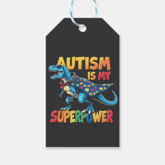 Autisme is mijn Superpower Dinosaur Autisme Awaren Cadeaulabel (Voorkant)