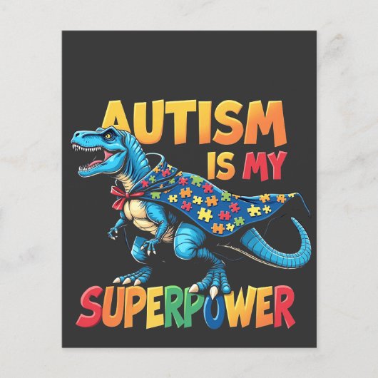 Autisme is mijn Superpower Dinosaur Autisme Awaren Flyer (Voorkant)
