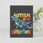 Autisme is mijn Superpower Dinosaur Autisme Awaren Kaart (Staand voorkant)