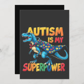 Autisme is mijn Superpower Dinosaur Autisme Awaren Save The Date (Voorkant / Achterkant)