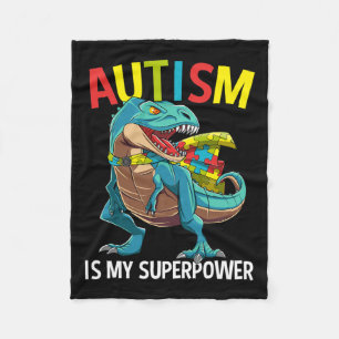 Autisme is mijn Superpower Dinosaur Puzzle Piece Fleece Deken