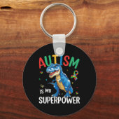 Autisme is mijn Superpower dinosaurus T-rex autism Sleutelhanger (Voorkant)