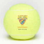 Autisme is mijn Superpower Gold Red Blue Team Cust Tennisballen (Voorkant)