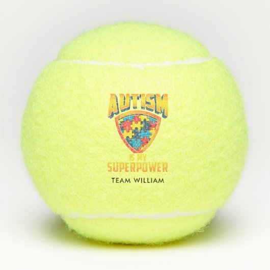 Autisme is mijn Superpower Gold Red Blue Team Cust Tennisballen (Voorkant)