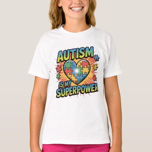 Autisme is mijn Superpower - Kleurrijke Puzzel Har T-shirt (Voorkant)
