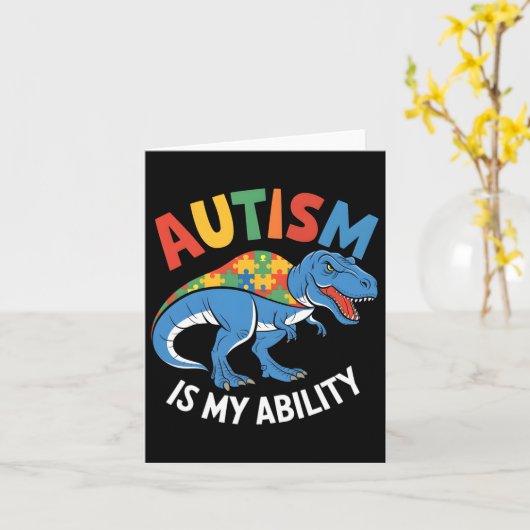 Autisme is mijn vermogen om een dinosauruspuzzel t kaart (Gele Bloem)