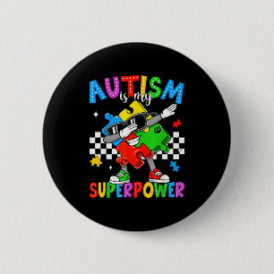 Autisme is superkracht autisme bewustzijn dabben ronde button 5,7 cm